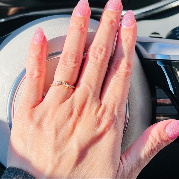 Jewelry - Crystal Wave Clear Round & Square CZ Gold-Plated Stamped S925 Size 6